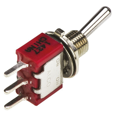 TE Connectivity Toggle Switch, PCB Mount, On-On, SPDT, Through Hole Terminal, 120 V ac, 28V dc