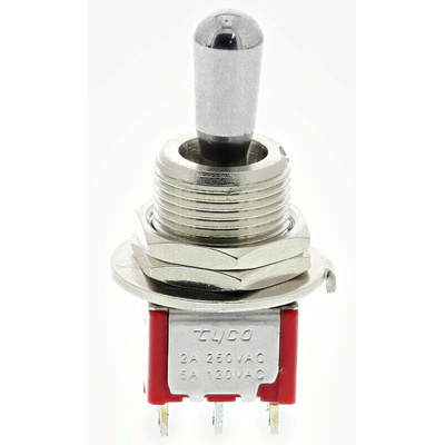 TE Connectivity Toggle Switch, Panel Mount, On-On-On, DPDT, Solder Terminal, 120 ac/dc, 28V ac/dc