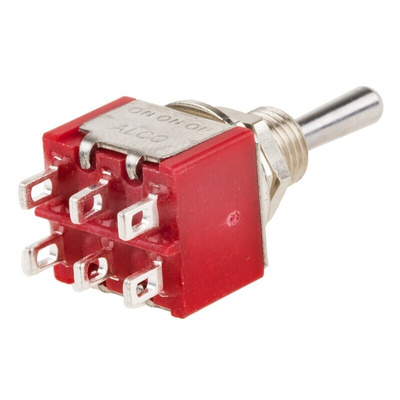 TE Connectivity Toggle Switch, Panel Mount, On-On-On, DP3T, Solder Terminal, 120V