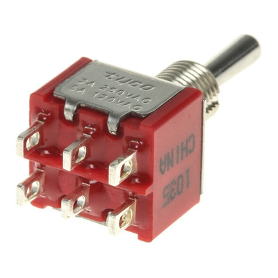 TE Connectivity Toggle Switch, Panel Mount, (On)-On-(On), DP3T, Solder Terminal, 120 ac/dc, 28V ac/dc