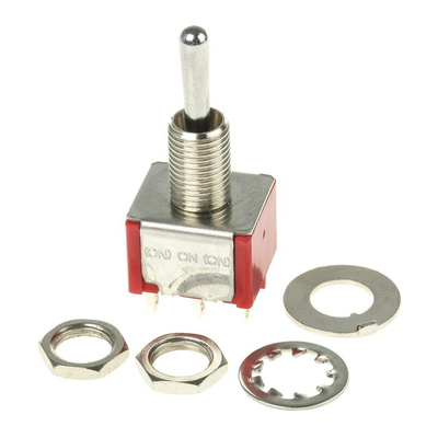 TE Connectivity Toggle Switch, Panel Mount, (On)-On-(On), DP3T, Solder Terminal, 120 ac/dc, 28V ac/dc