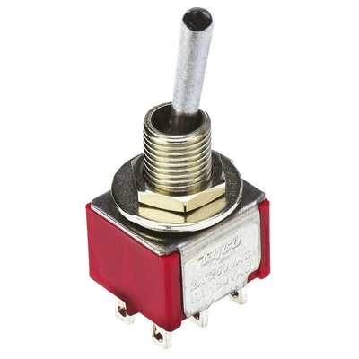 TE Connectivity Toggle Switch, PCB Mount, On-On, DPDT, Solder Terminal