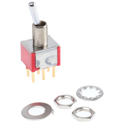 TE Connectivity Double Pole Double Throw (DPDT) Toggle Switch, Latching, PCB