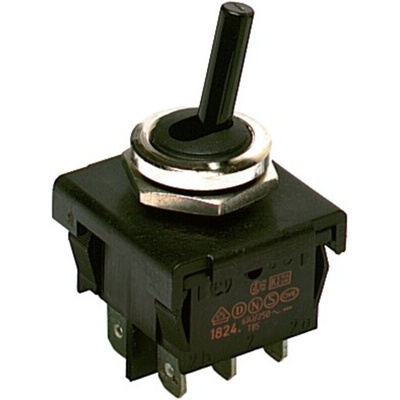 Marquardt Toggle Switch, Panel Mount, On-Off, DPDT, Tab Terminal