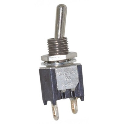 TE Connectivity Toggle Switch, Panel Mount, On-Off, SPST, Solder Terminal, 120V ac/dc
