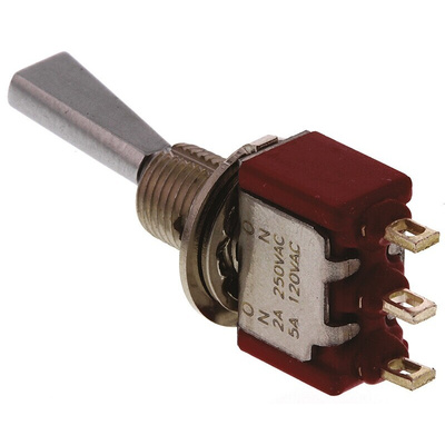 C & K Toggle Switch, PCB Mount, On-(On), SPDT, Solder Terminal