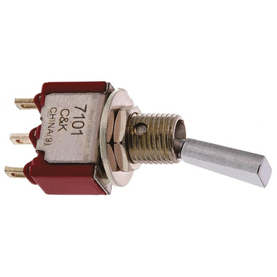 C & K Toggle Switch, PCB Mount, On-(On), SPDT, Solder Terminal