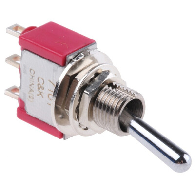 C & K Toggle Switch, PCB Mount, On-None-On, SPDT, Solder Terminal