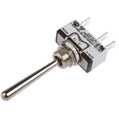 Apem Toggle Switch, Panel Mount, (On)-Off-(On), SPDT, Solder Terminal