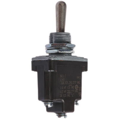 Honeywell Toggle Switch, Panel Mount, (On)-Off-(On), SPDT, Screw Terminal