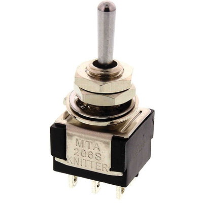 KNITTER-SWITCH Toggle Switch, Panel Mount, On-On-On, DPDT, Solder Terminal