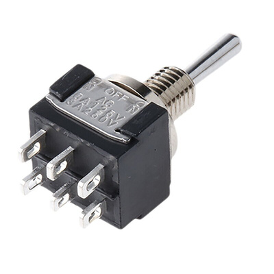 KNITTER-SWITCH Toggle Switch, Panel Mount, (On)-Off-(On), DPDT, Solder Terminal