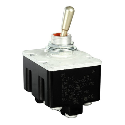 Honeywell Toggle Switch, Panel Mount, On-On, 4PDT, Screw Terminal