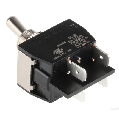 Arcolectric (Bulgin) Ltd Toggle Switch, Panel Mount, On-Off, DPST, Tab Terminal