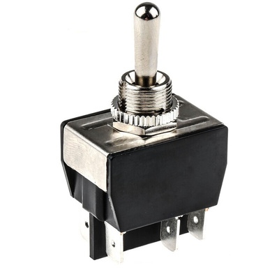 Arcolectric (Bulgin) Ltd Toggle Switch, Panel Mount, (On)-Off-(On), DPDT, Tab Terminal