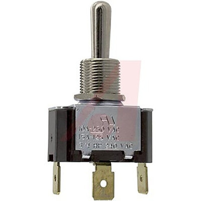 Carling Technologies Toggle Switch, Panel Mount, On-Off-On, SPDT, Tab Terminal, 250V ac