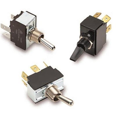 Carling Technologies Toggle Switch, Panel Mount, On-On-On, Tab Terminal, 250V ac