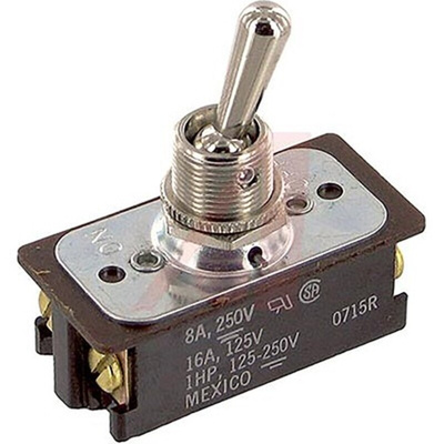 Carling Technologies Toggle Switch, Panel Mount, On-Off, DPST, Screw Terminal, 250V