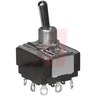 Carling Technologies Toggle Switch, Panel Mount, On-Off-On, 3PDT, Solder Lug Terminal, 250V ac