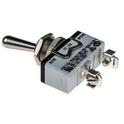 APEM Toggle Switch, Panel Mount, On-Off, SPDT, Screw Terminal, 400V ac