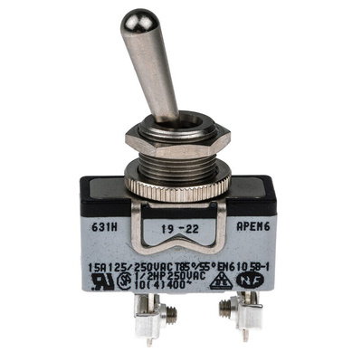 APEM Toggle Switch, Panel Mount, On-Off, SPDT, Screw Terminal, 400V ac
