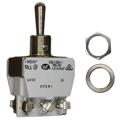 APEM Toggle Switch, Panel Mount, On-Off-On, DPDT, Screw Terminal, 400V ac