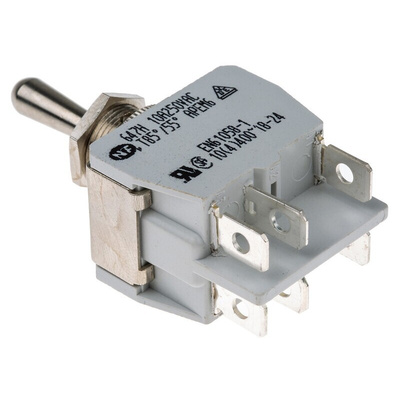 APEM Toggle Switch, Panel Mount, (On)-Off-(On), DPDT, Solder Lug Terminal, 250V ac