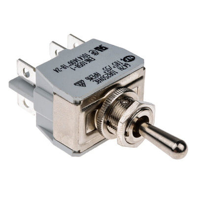 APEM Toggle Switch, Panel Mount, (On)-Off-(On), DPDT, Solder Lug Terminal, 250V ac