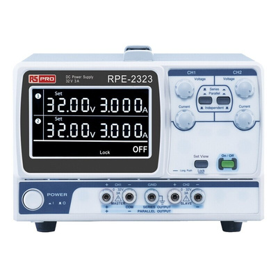 RS PRO Digital Bench Power Supply, 2 x 0 → 32V, 2 x 0 → 3A, 2-Output, 192W - UKAS Calibrated