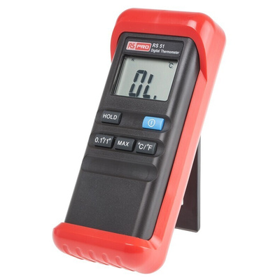 RS PRO RS51 Handheld Digital Thermometer, K Probe, 1 Input(s), +1300 °C, +1999°F Max, ±0.1 K Accuracy