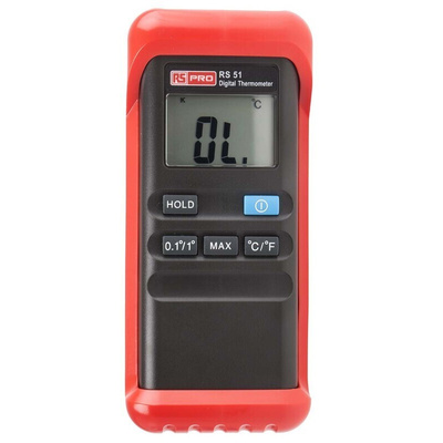 RS PRO Handheld Digital Thermometer, K Probe, 1 Input(s), +1300 °C, +1999°F Max, ±0.3 % Accuracy - UKAS Calibration