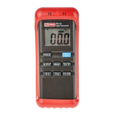 RS PRO Wired Digital Thermometer, K Probe, 2 Input(s), +1300 °C, +1999°F Max, ±0.3 % Accuracy - UKAS Calibration