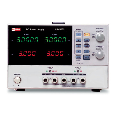 RS PRO Digital Bench Power Supply, 0 → 30V, 3A, 2-Output, 180W