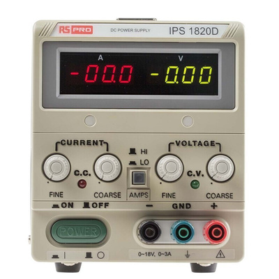 RS PRO Digital Bench Power Supply, 0 → 18V dc, 0 → 20A, 1-Output, 360W - UKAS Calibrated