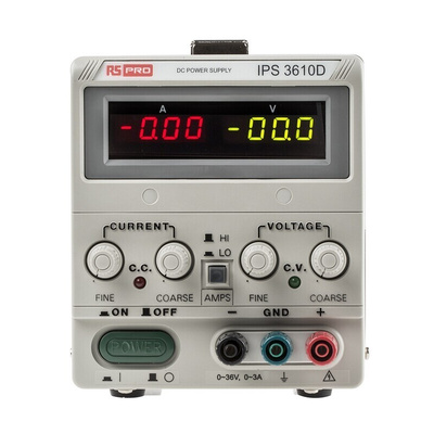 RS PRO Digital Bench Power Supply, 0 → 36V dc, 0 → 10A, 1-Output, 360W - UKAS Calibrated