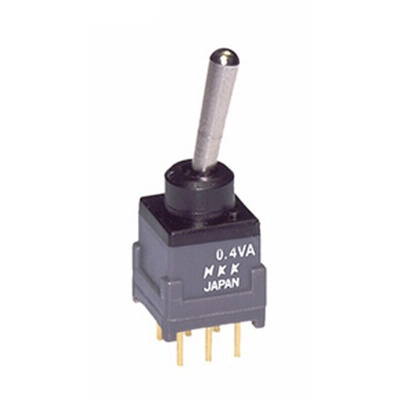 NKK Switches Toggle Switch, PCB Mount, On-Off-On, DPDT, Through Hole Terminal, 28V ac/dc