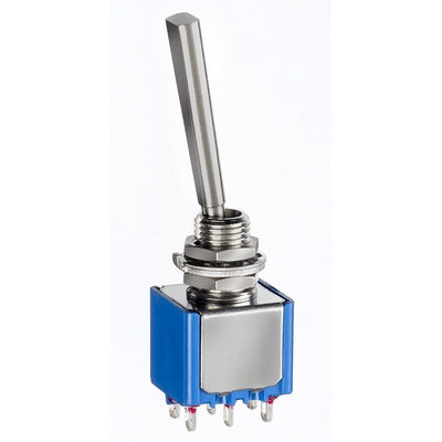 APEM Toggle Switch, Panel Mount, (On)-Off-(On), DPDT, Solder Lug Terminal, 30 V dc, 125V ac