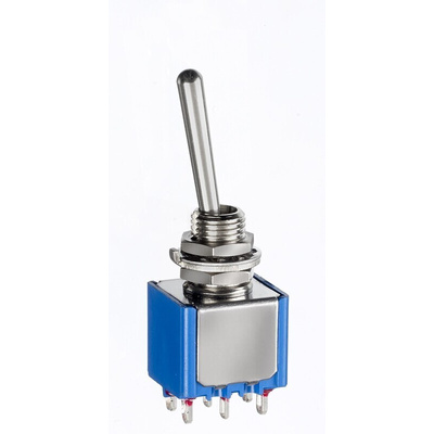 APEM Toggle Switch, Panel Mount, On-Off-On, DPDT, Solder Lug Terminal, 30 V dc, 125V ac