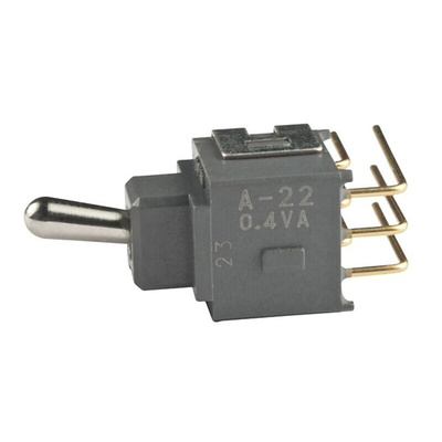 NKK Switches Toggle Switch, Through Hole Mount, On-Off-On, DPDT, PC Terminal Terminal, 28V ac/dc