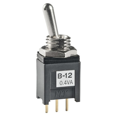NKK Switches Toggle Switch, PCB Mount, On-(On), SPDT, Through Hole Terminal, 28V ac/dc