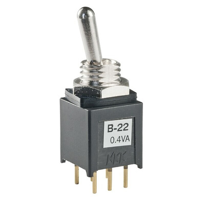 NKK Switches Toggle Switch, PCB Mount, On-(On), DPDT, Through Hole Terminal, 28V ac/dc