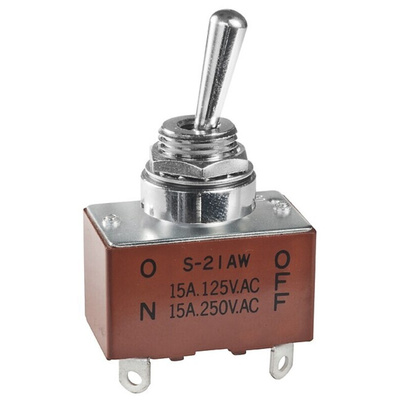 NKK Switches Toggle Switch, Panel Mount, On-Off, DPST, Solder Terminal, 250V ac