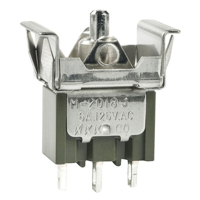 NKK Switches Toggle Switch, Panel Mount, (On)-Off-(On), SPDT, Solder Terminal, 125V ac