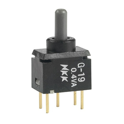 NKK Switches Toggle Switch, Through Hole Mount, On-Off-(On), SPDT, PC Terminal Terminal, 28V ac/dc