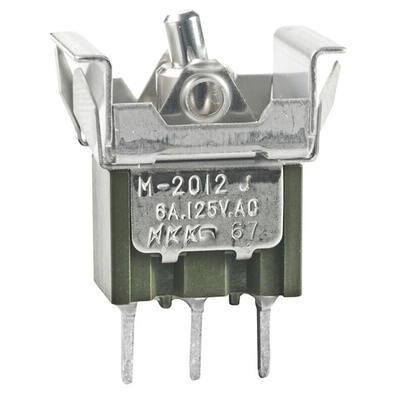 NKK Switches Toggle Switch, Panel Mount, On-(On), SPDT, Through Hole Terminal, 125V ac