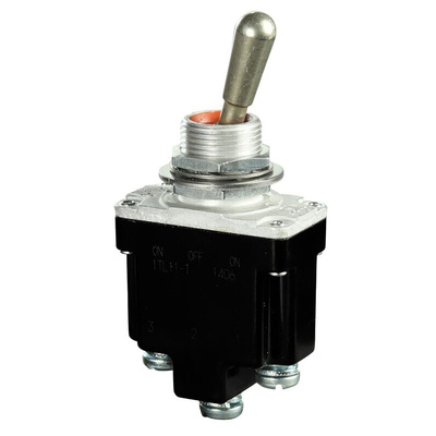 Honeywell Toggle Switch, Bushing Mount, On-On, SPDT, Screw Terminal, 125V ac