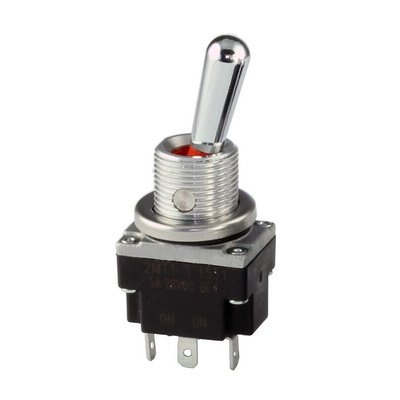 Honeywell Toggle Switch, Panel Mount, On-Off-On, SPDT, Solder Terminal, 28V dc