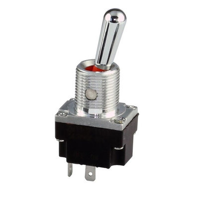 Honeywell Toggle Switch, Panel Mount, On-Off, SPST, Solder Terminal, 28V dc