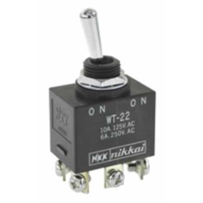 NKK Switches Toggle Switch, Panel Mount, On-On, DPDT, Screw Terminal