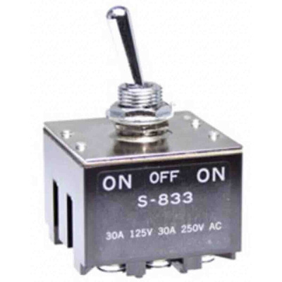 NKK Switches Toggle Switch, Panel Mount, On-Off-On, 3PDT, Screw Terminal, 30 V dc, 125V ac